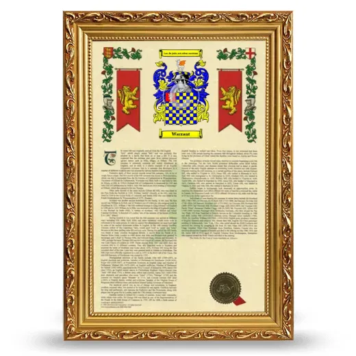 Warrant Armorial History Framed - Gold