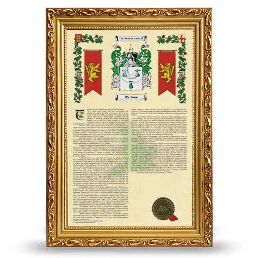 Wartane Armorial History Framed - Gold