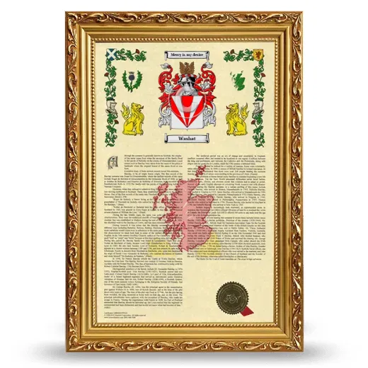 Washat Armorial History Framed - Gold
