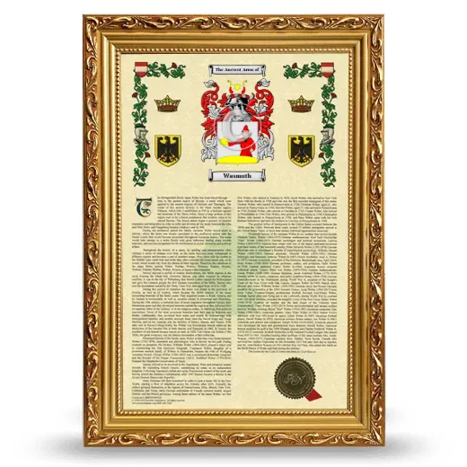 Wasmuth Armorial History Framed - Gold