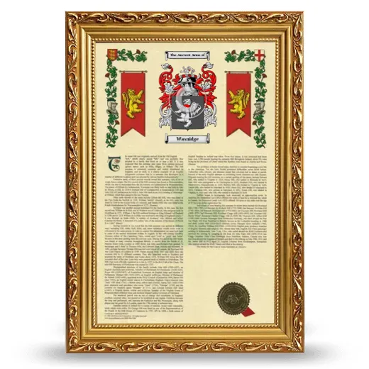 Wasnidge Armorial History Framed - Gold