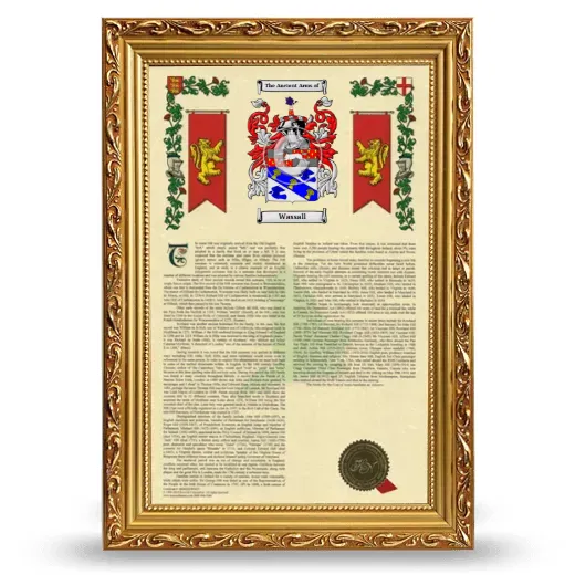 Wassall Armorial History Framed - Gold