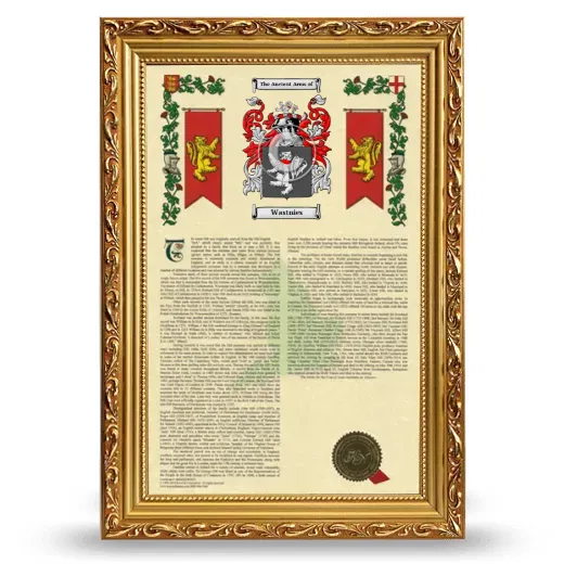 Wastnies Armorial History Framed - Gold