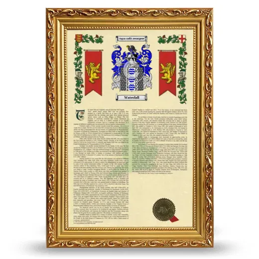 Waterfall Armorial History Framed - Gold