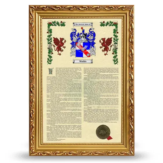 Watkis Armorial History Framed - Gold