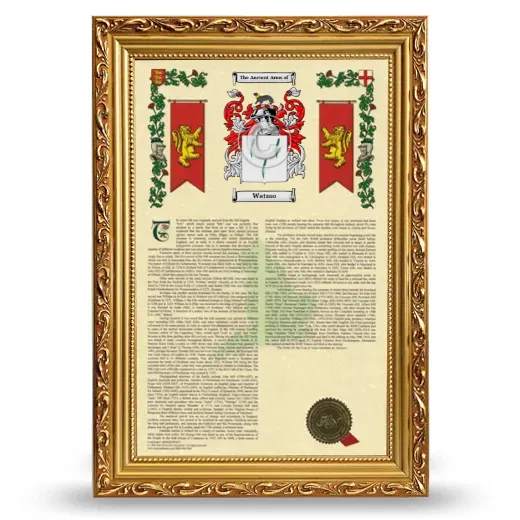 Watmo Armorial History Framed - Gold