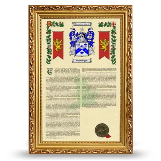Wayneright Armorial History Framed - Gold