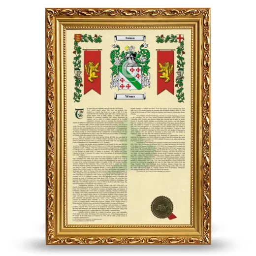 Wears Armorial History Framed - Gold