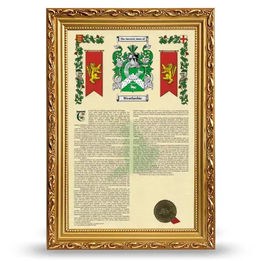 Weatherbie Armorial History Framed - Gold