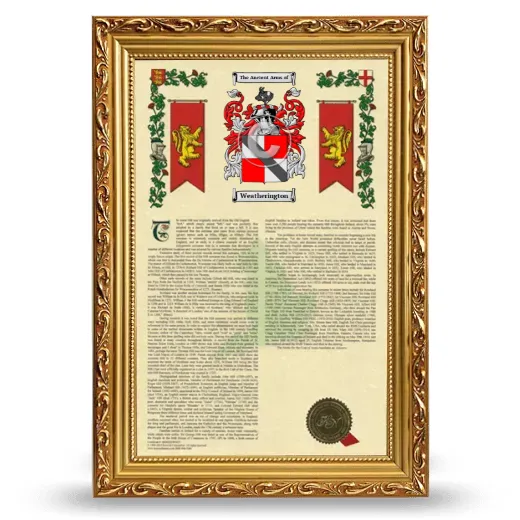 Weatherington Armorial History Framed - Gold