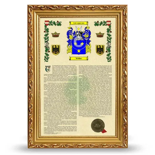 Weber Armorial History Framed - Gold
