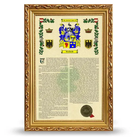 Weckerle Armorial History Framed - Gold
