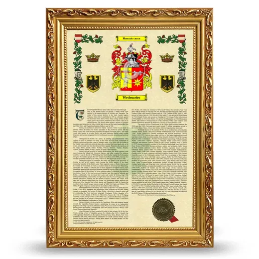 Wedemeier Armorial History Framed - Gold