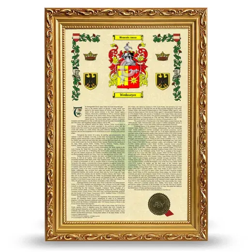 Wedmeyer Armorial History Framed - Gold