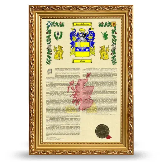 Weer Armorial History Framed - Gold
