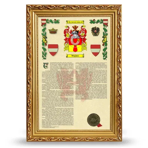 Weglarz Armorial History Framed - Gold