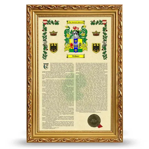 Wehner Armorial History Framed - Gold