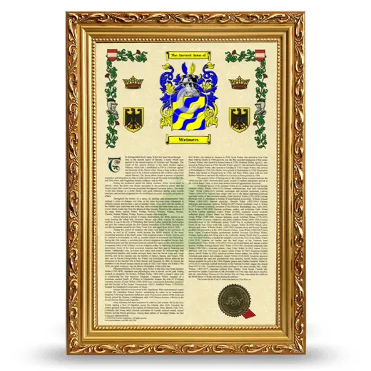 Weimers Armorial History Framed - Gold