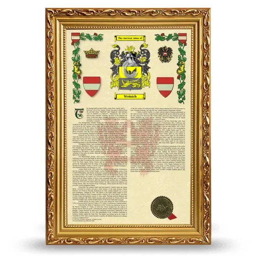 Weinich Armorial History Framed - Gold