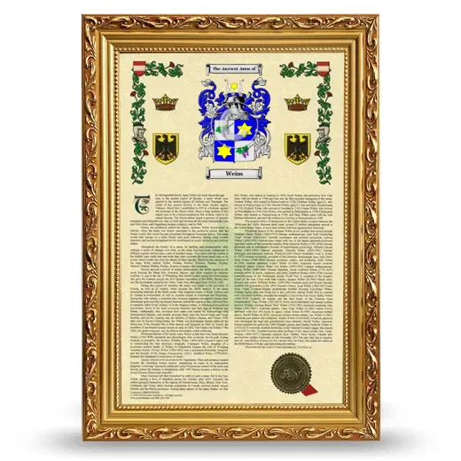 Weins Armorial History Framed - Gold