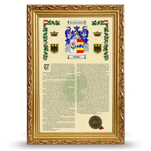 Welcker Armorial History Framed - Gold