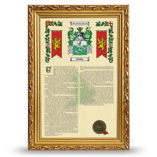 Welday Armorial History Framed - Gold