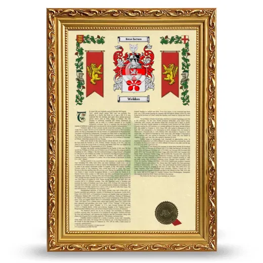 Weldon Armorial History Framed - Gold