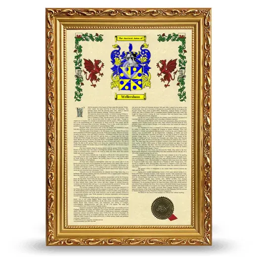 Wellersham Armorial History Framed - Gold