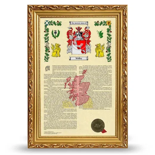 Welley Armorial History Framed - Gold