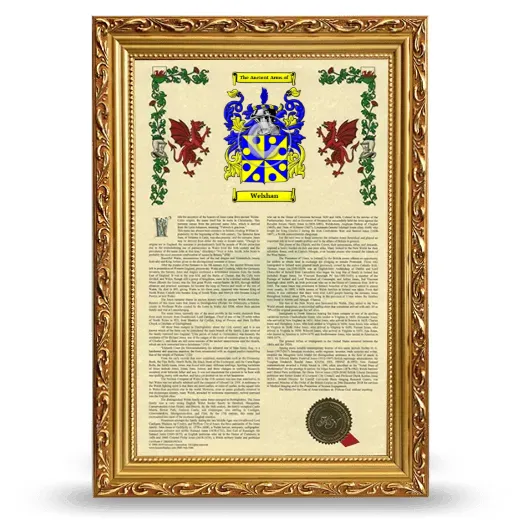 Welshan Armorial History Framed - Gold