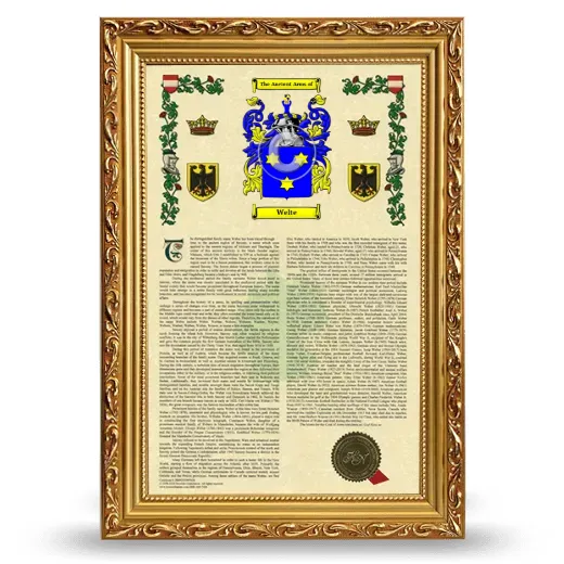 Welte Armorial History Framed - Gold