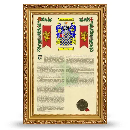 Werring Armorial History Framed - Gold