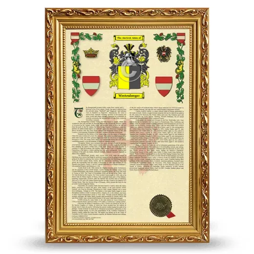 Wertenberger Armorial History Framed - Gold