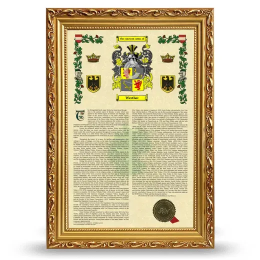Werther Armorial History Framed - Gold