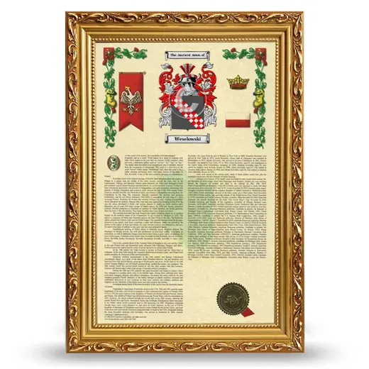 Weselowski Armorial History Framed - Gold