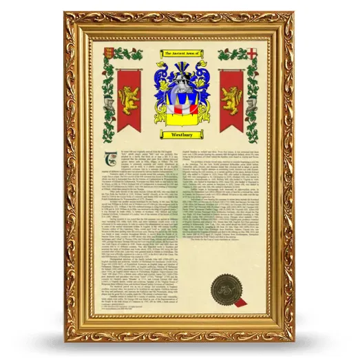 Westbury Armorial History Framed - Gold
