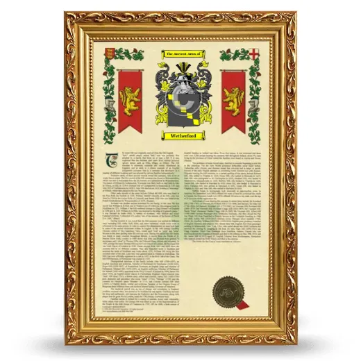 Wetherford Armorial History Framed - Gold