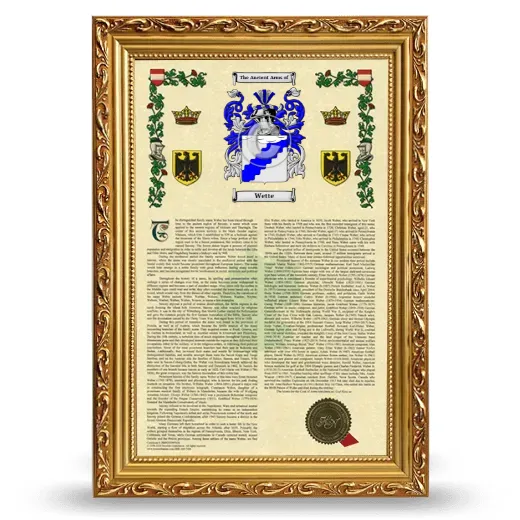 Wette Armorial History Framed - Gold