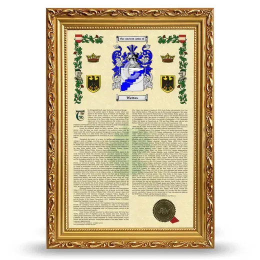 Wettes Armorial History Framed - Gold