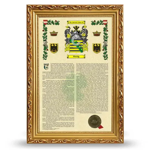 Wettig Armorial History Framed - Gold