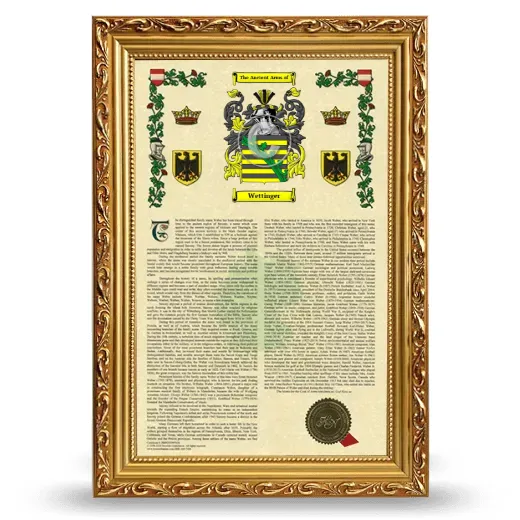 Wettinger Armorial History Framed - Gold