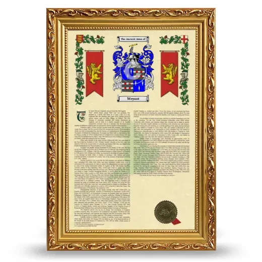 Weyant Armorial History Framed - Gold