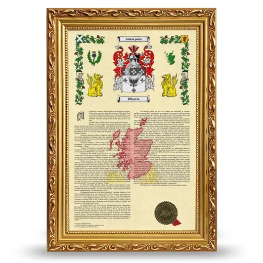 Whatts Armorial History Framed - Gold