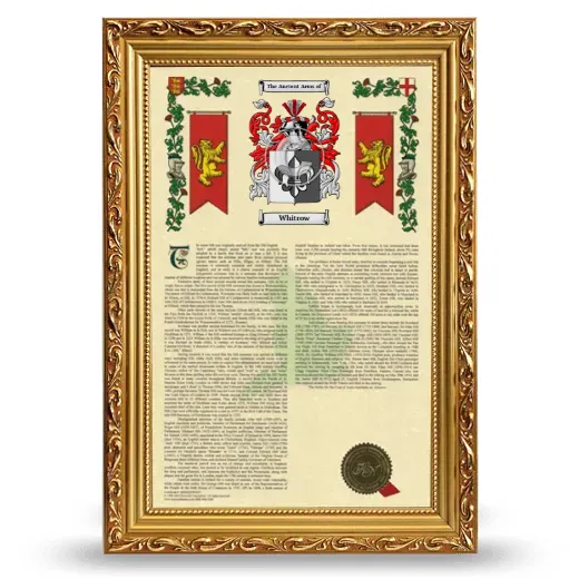 Whitrow Armorial History Framed - Gold