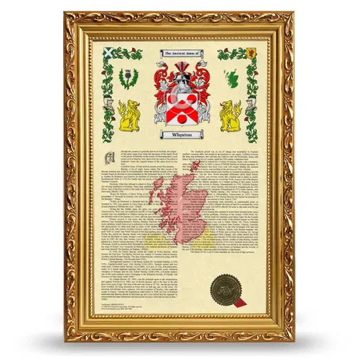 Whyston Armorial History Framed - Gold