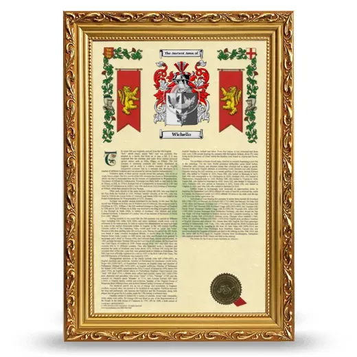 Wichello Armorial History Framed - Gold