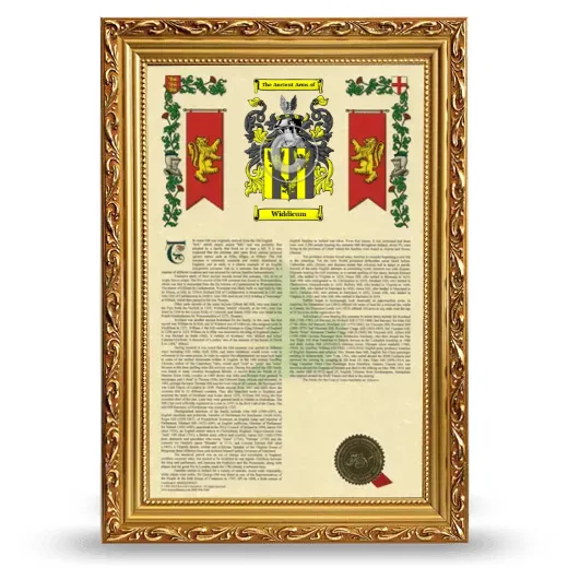 Widdicum Armorial History Framed - Gold