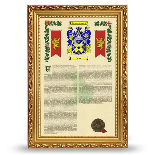 Wide Armorial History Framed - Gold