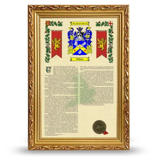 Widnes Armorial History Framed - Gold