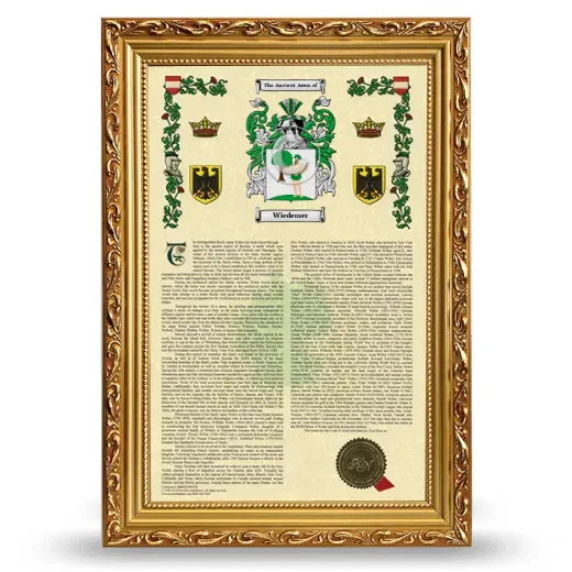 Wiedemer Armorial History Framed - Gold